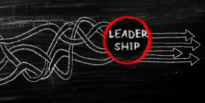 Leadership diagram on chalkboard